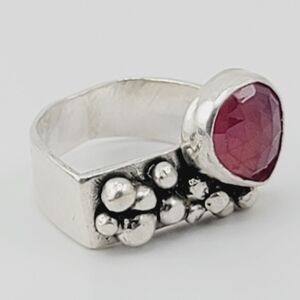 PINK SAPPHIRE HANDMADE RING STERLING SILVER SIZE 7